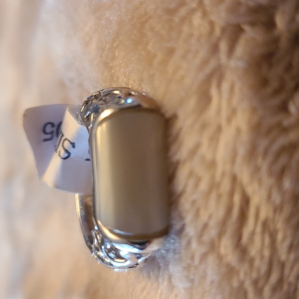 Lia sophia silver tone with white stone ring size 5